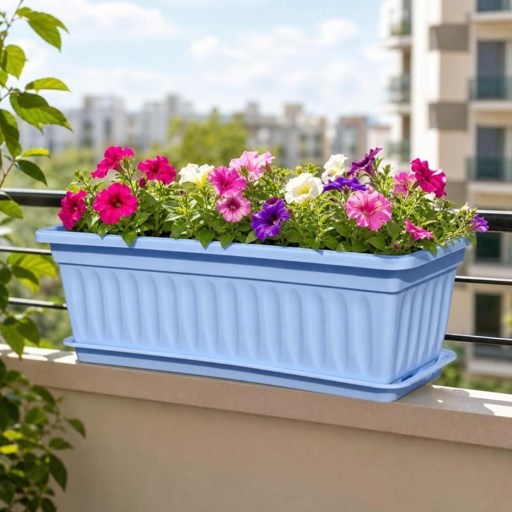 Plastic Rectangular Flower Pot With Tray Vegetable Planting Container Quality Plant Pot  Home