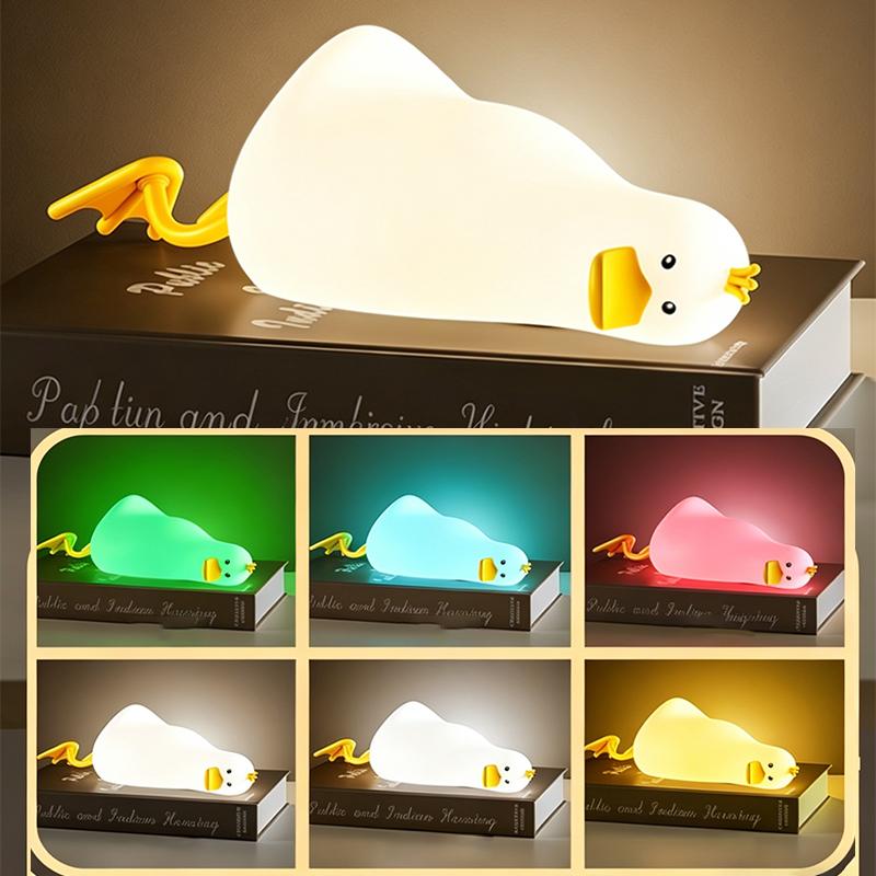 Night Light LED Duck Night Light Lying Flat Design Dimmable Eye Caring Bedside Lamp Bedroom Ornament Sleep Companion Light