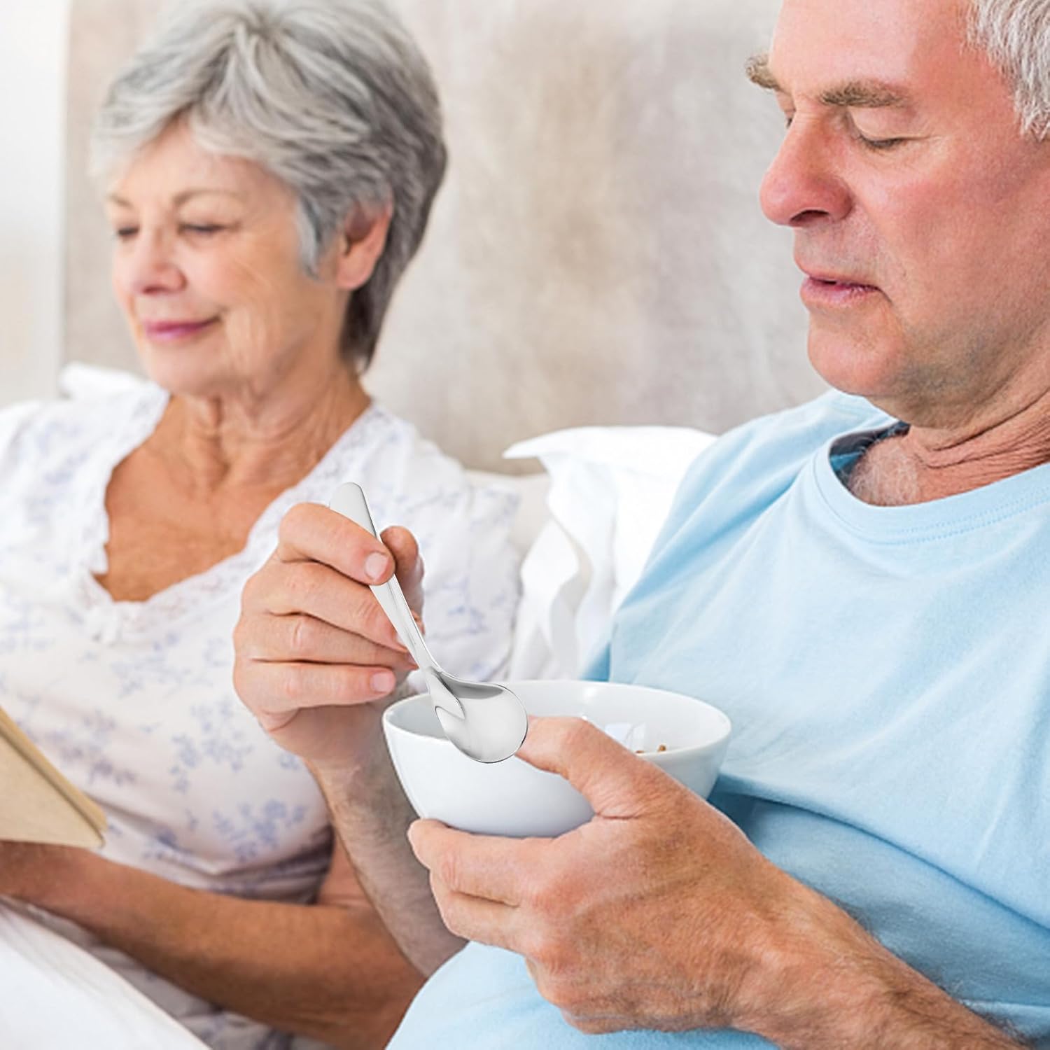 

Hemoton Adaptive Utensils Spoons Forks Set,Curved Angled Spoon and Spork,Adaptive Utensils Curved Spoon and Spork for Elderly and Disabled,Stainless