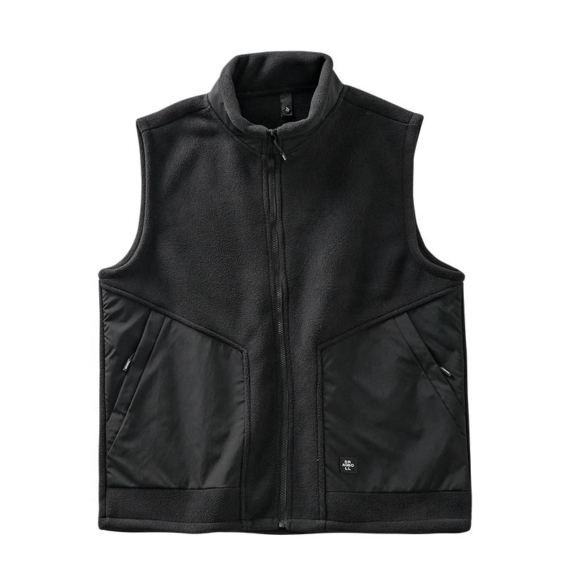 Men's Fleece Vest Winter Sleeveless Warm Stand Collar Jackets Basic Men's Chlothing