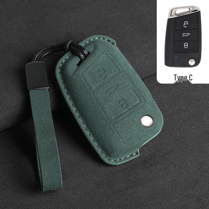 

Volkswagen CC Key Cover for Sagitar, Bora, Polo, Lavida, Passat, Santana - Green Style Suede 3D