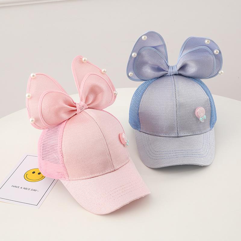 Spring and summer sunscreen parent-child fashion cute bow cap children's hat baseball net hat sun hat