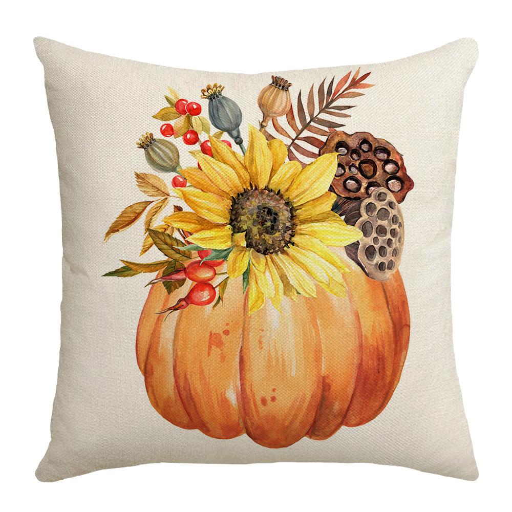 New Harvest Festival Autumn Cushion Pumpkin Vase Sunflower Home Cushion Pillow Cover
