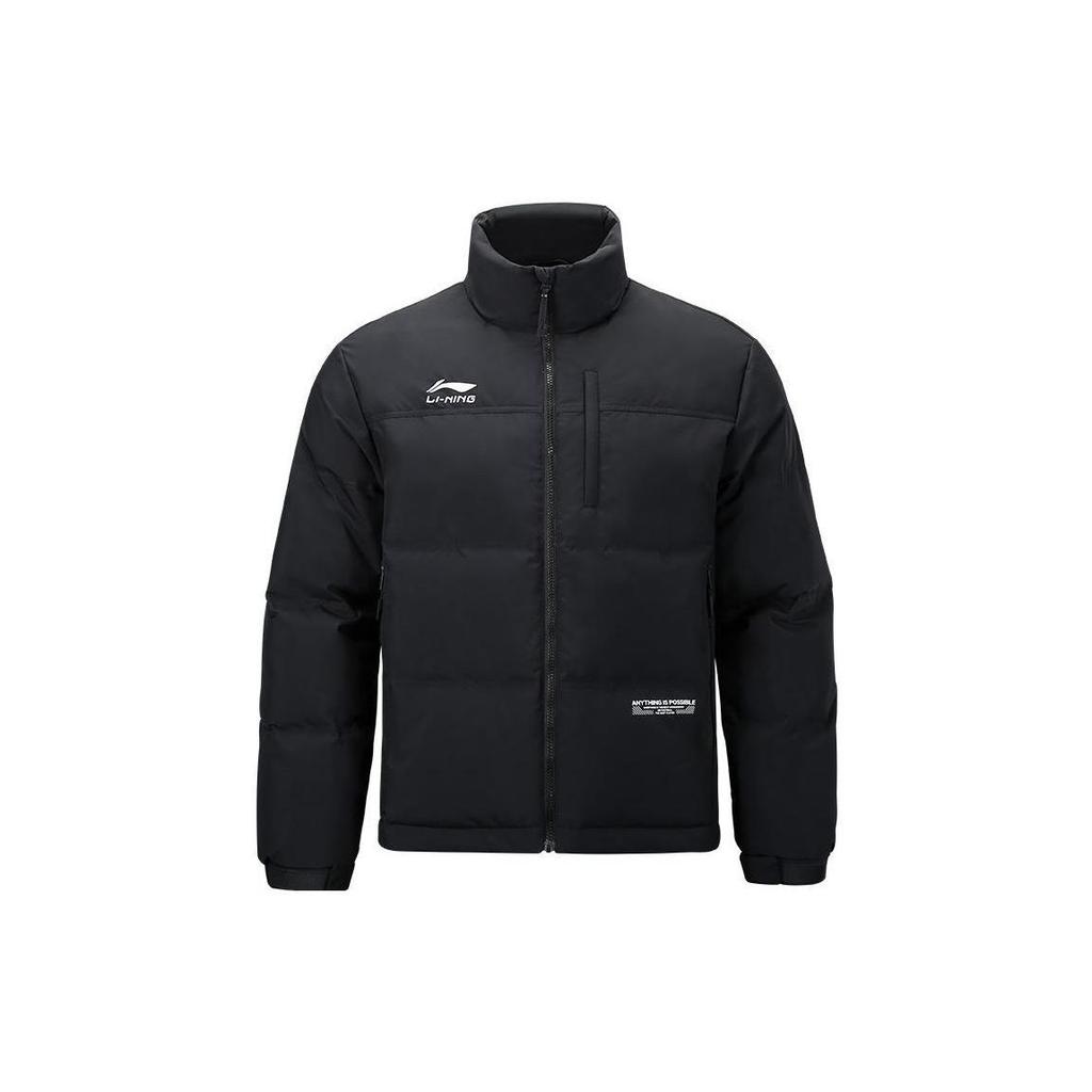 Li Ning Stand Collar Warm Casual Fashion Short Down Jacket Men Jacket Black AYMS179-3