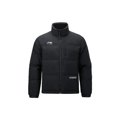 Li Ning Stand Collar Warm Casual Fashion Short Down Jacket Men Jacket Black AYMS179-3