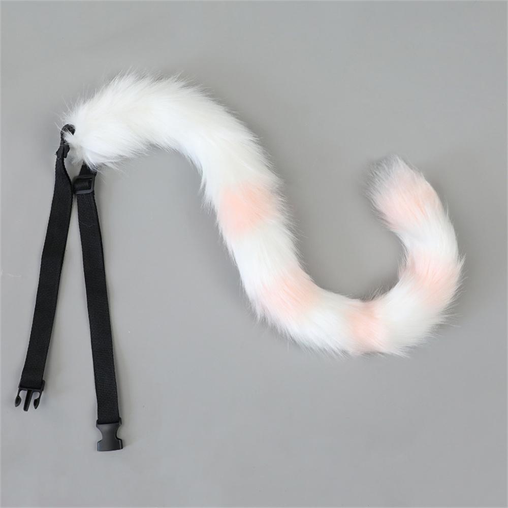 Plüsch Kuh Katze Schwanz Realistischer Tier Schwanz Mit Verstellbarem Gürtel Cosplay Requisite Anime Rollenspiel Halloween Kostüm Zubehör about 75cm white