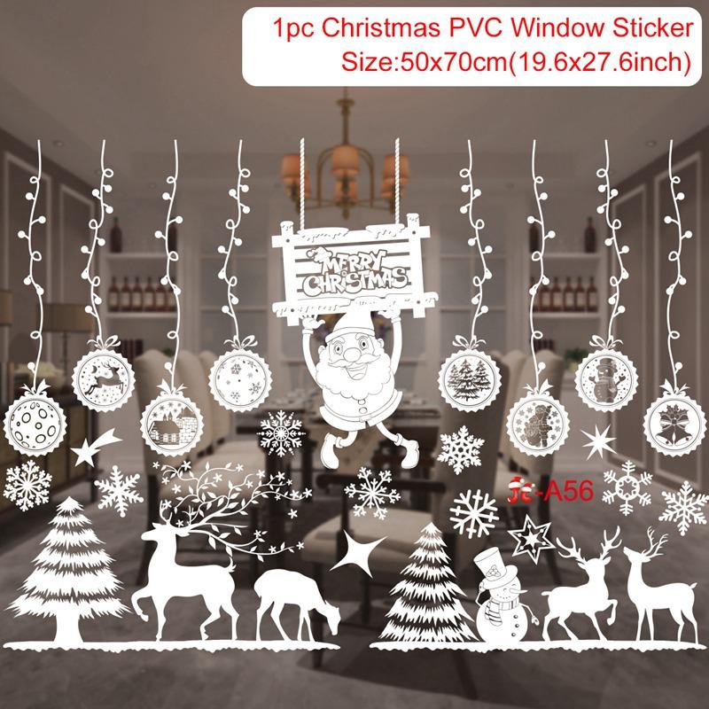 Christmas Window Sticker Merry Christmas Decorations For Home 2024 Cristmas Ornament Xmas Navidad Natal Gifts New Year 2025