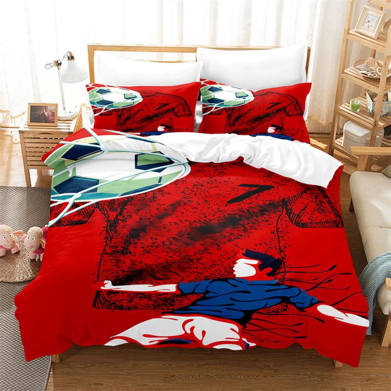 Football Bedding Set Boys Duvet Cover Ball-game Star Quilt Cover Room Gorgeous Competitive Sports Bedding Queen Duvet Cover Set