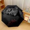 P!nk Singer Windproof Auto 8 Rib Folding Umbrella Portable Outdoor Parasol