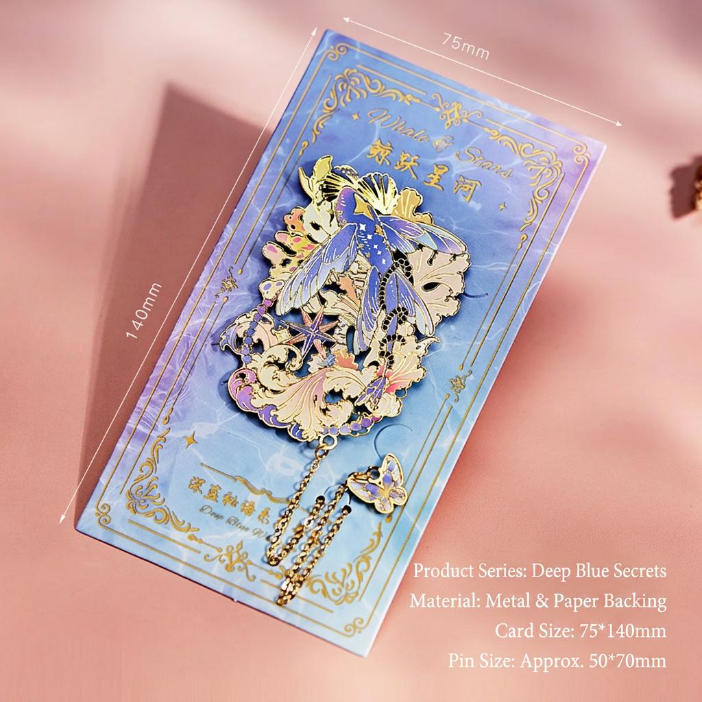 2026 Metal Bookmark Reading Marker Chinese Art Gift Hollow Relief Tassel Pendant Ocean Theme Student prizes and gifts