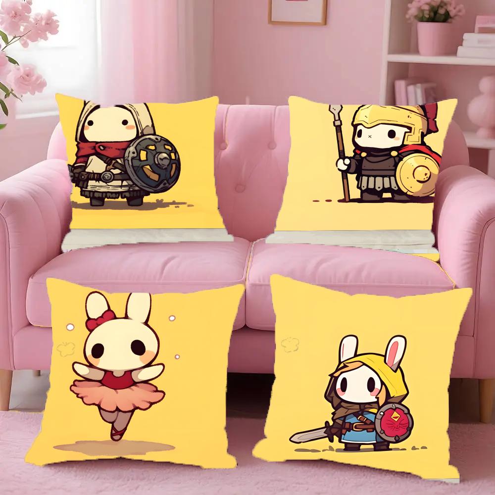 Cute Rabbit Dresses Pillow Case Anti-Dustmite Pillowcase Invisible Zipper Silky Short Plush Sofa Cushion Cover