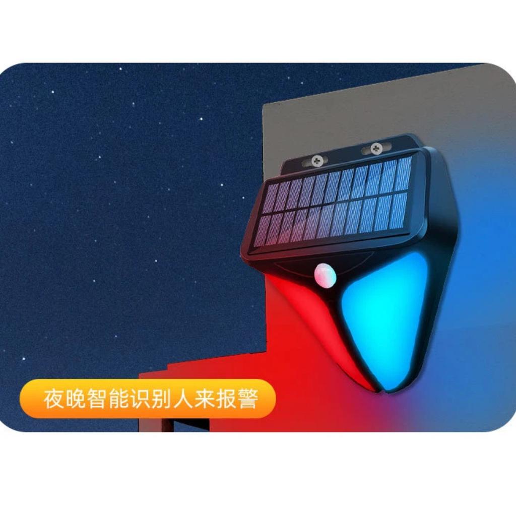 Solar LED Security Alarm Light PIR Motion Sensor Waterproof Outdoor Warning Lamp for Farm, Pond, Home, Yard, Warehouse and Villa