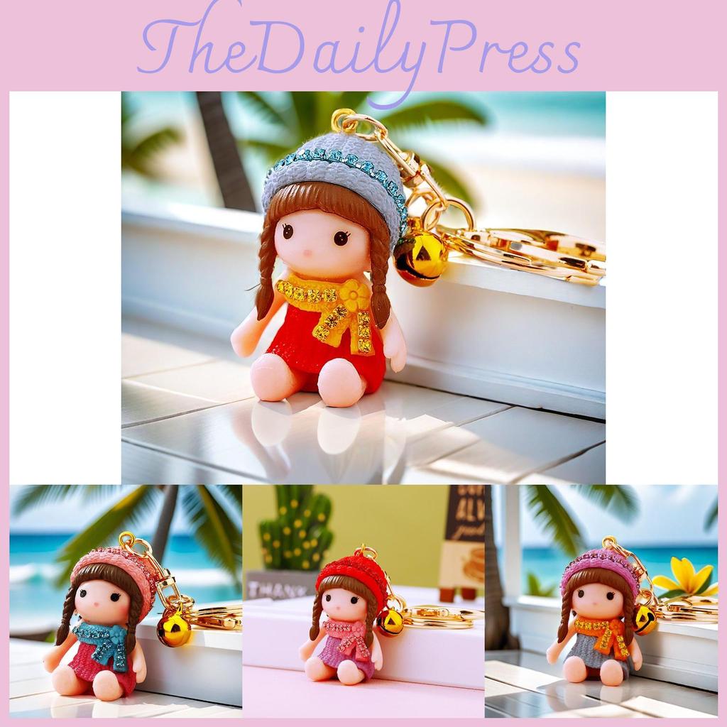 Charming Resin Keychain With Sparkling Doll Accents For Girls Ideal For Birthday Celebrations