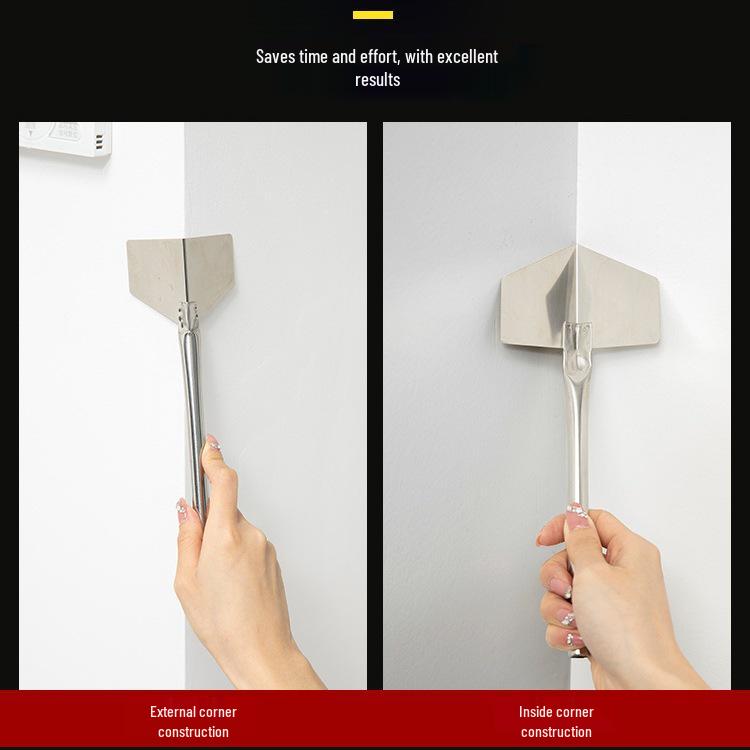 Stainless Steel Corner Tool Set: Internal/External Corner Puller & Putty Scraper for Interior/Exterior Walls.