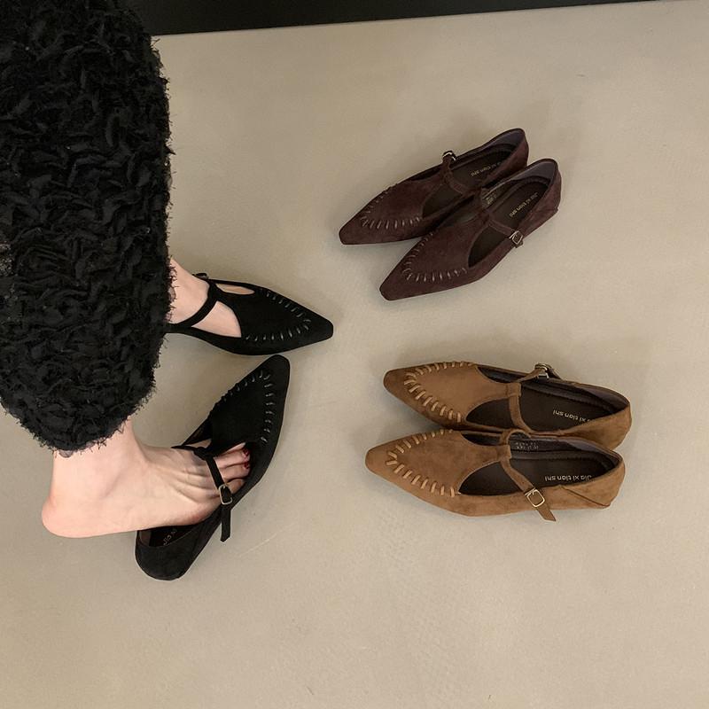 Mary Jane Single Shoes Flat Shoes Elegant Classic Retro Square Toe Comfortable Soft Shallow Cut Low Heel Women's Shoes