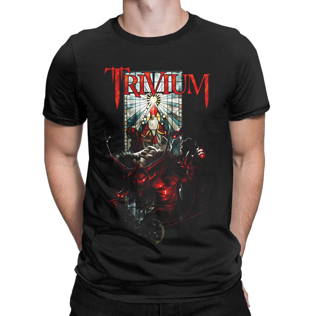 Vtg Trivium Band Men T Shirts  Fashion Tees Short Sleeve Round Collar TShirt 100 Cotton Printing Clothing