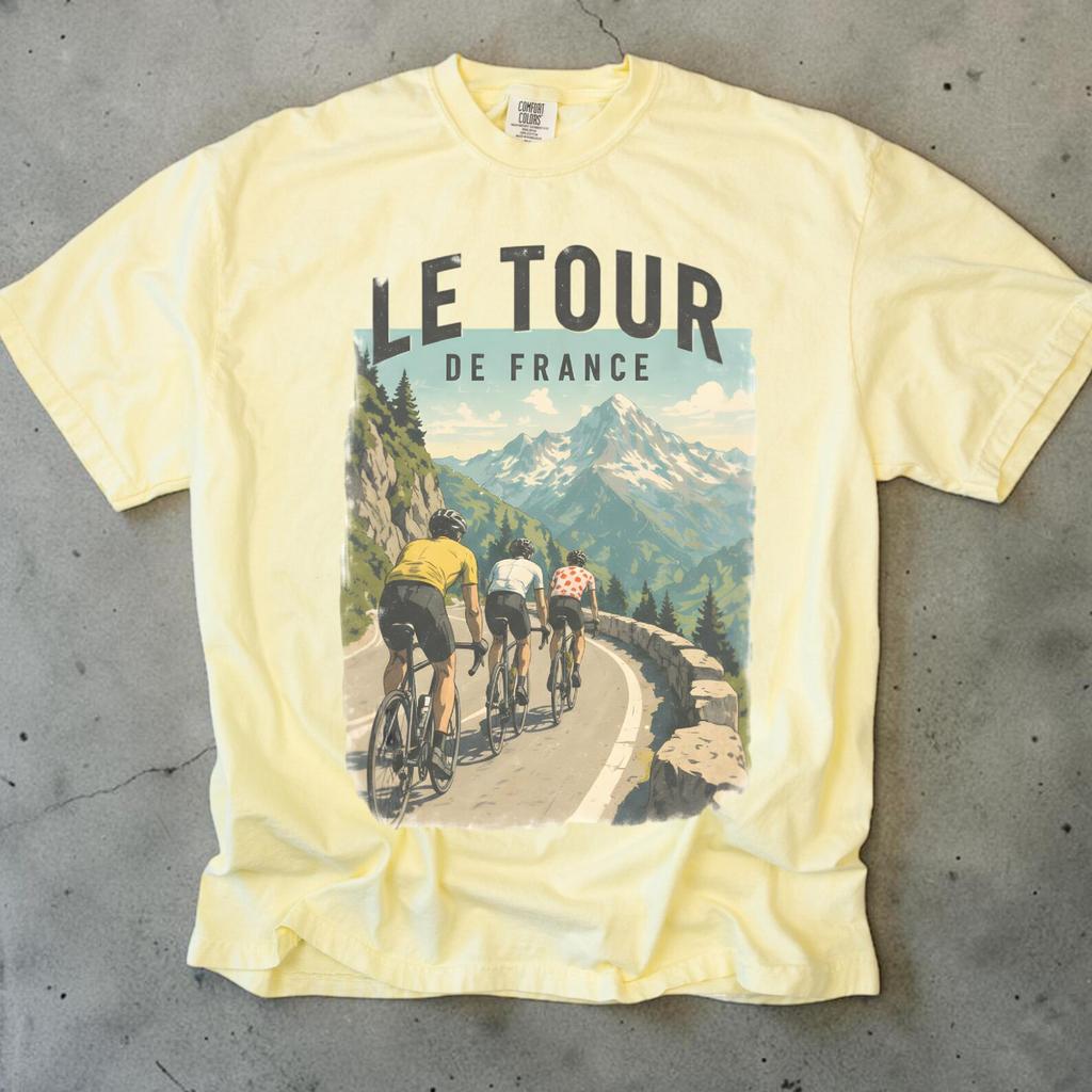 Le Tour De France Shirt, Cycling T Shirt, Unisex Comfort Colors Tee, Gifts for Cyclists, Road Bike Tee, French Graphic Tee, Bicycle Shirt