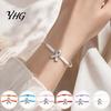 Support And Blessing Gift 2PCS Hand-woven Braided Bracelets with Metal Ribbon Pendant, Adjustable Cord Awareness Simple String Bracelet Wristbands,
