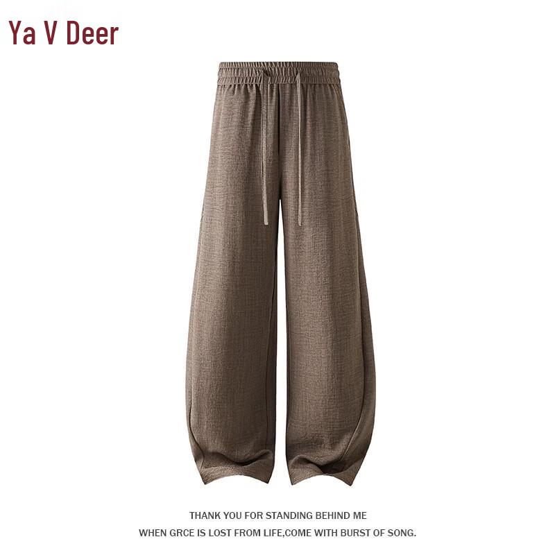 Yalu Old Money Style Imitation Linen Wide-Leg Casual Pants