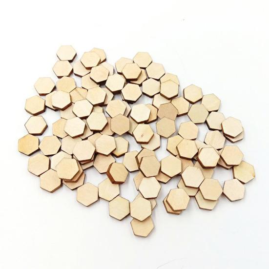 200Pcs 1cm Wooden Hexagon Handcraft Tags Pendant Decoration DIY Ornament Tool