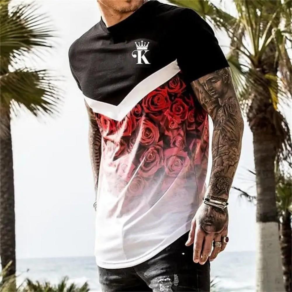 Men's Polo Shirt with Crown K Logo, Slim Fit Street Top