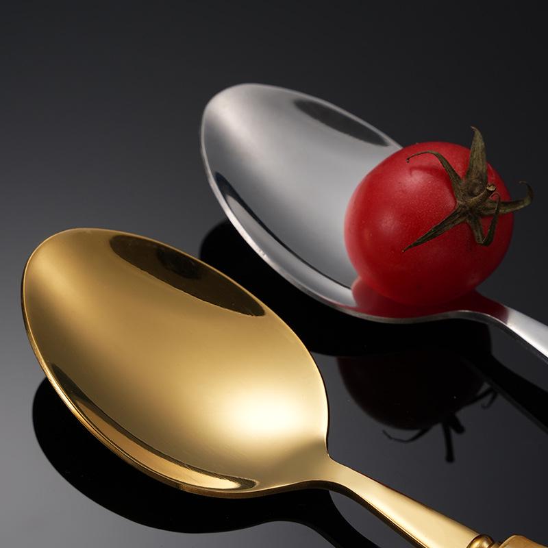 Retro Bambushandtag 304 Rostfritt Stål Bestickset - Kniv, Gaffel och Sked