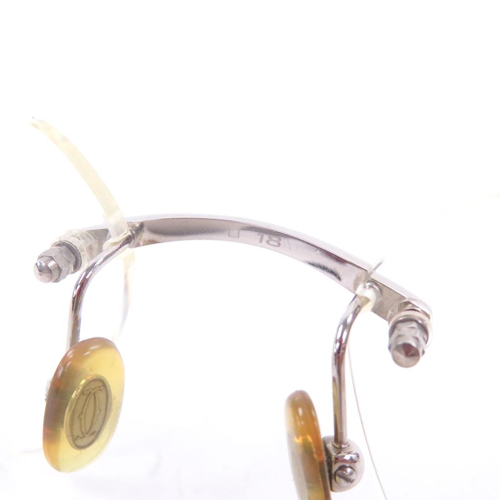 Very Good Cartier Glasses 135 Side Diamond 2P Two Point Silver diamond mens Used