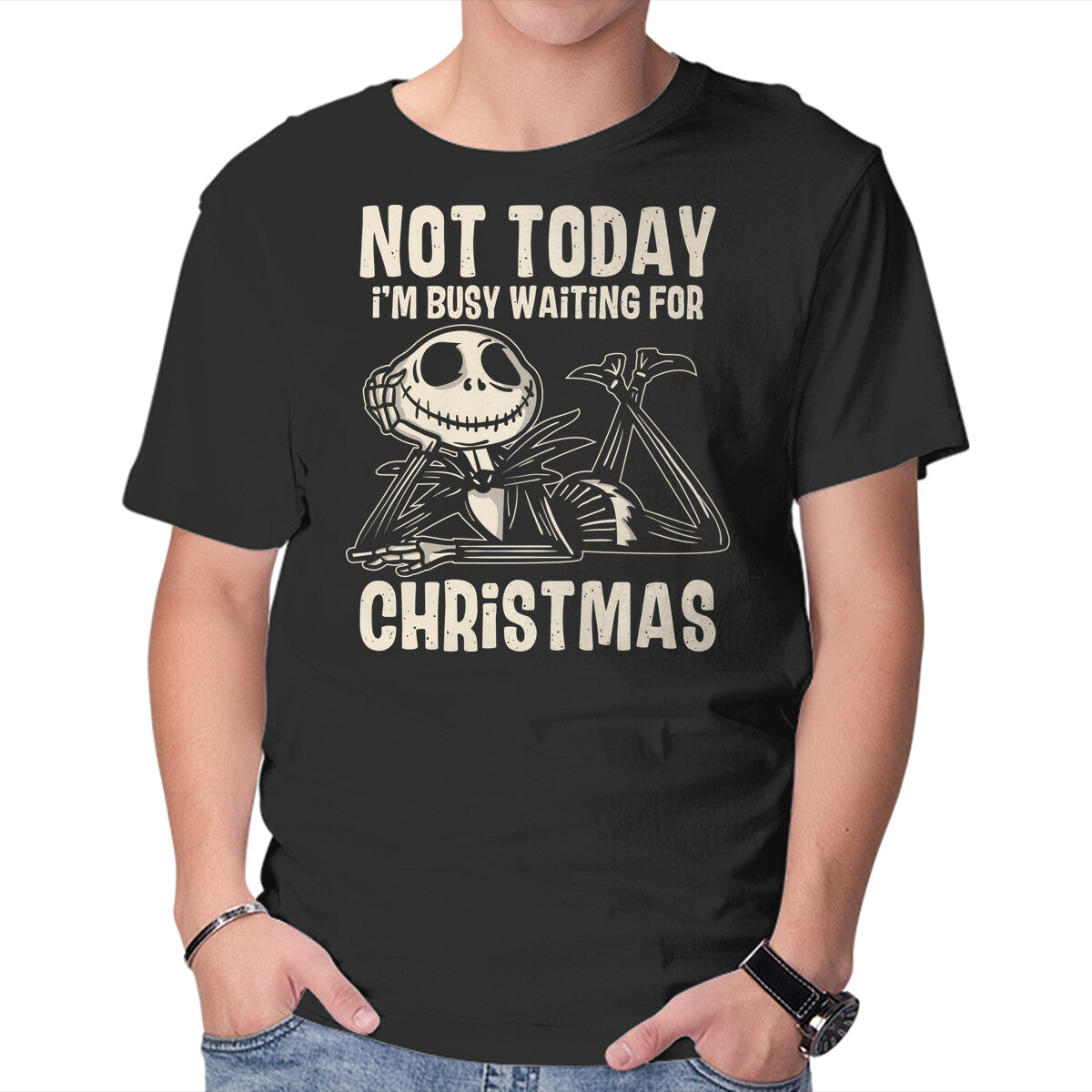 Unisex Crew Neck T-Shirt Busy Waiting For Christmas Graphic Short Sleeve Casual Tee XXXXL