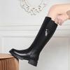 Fashion Women's High Boots Winter 2025 New Genuine Leather With Wool Warm Large Size Non-Slip Women's Snow Boots
