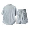 Summer Solid Color Basic Versatile Ice Silk Set Men's Shirt Short Sleeved Set Men's Two-piece Set