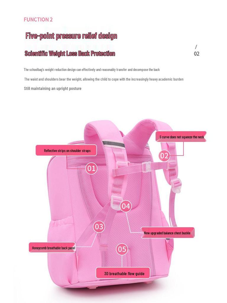 2025 Lightweight Spine-Protecting Backpack for Primary School Girls and Boys, Grades 1-6