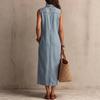  European and American new products Bohemian sleeveless imitation denim vacation medium and long women's jumpsuit