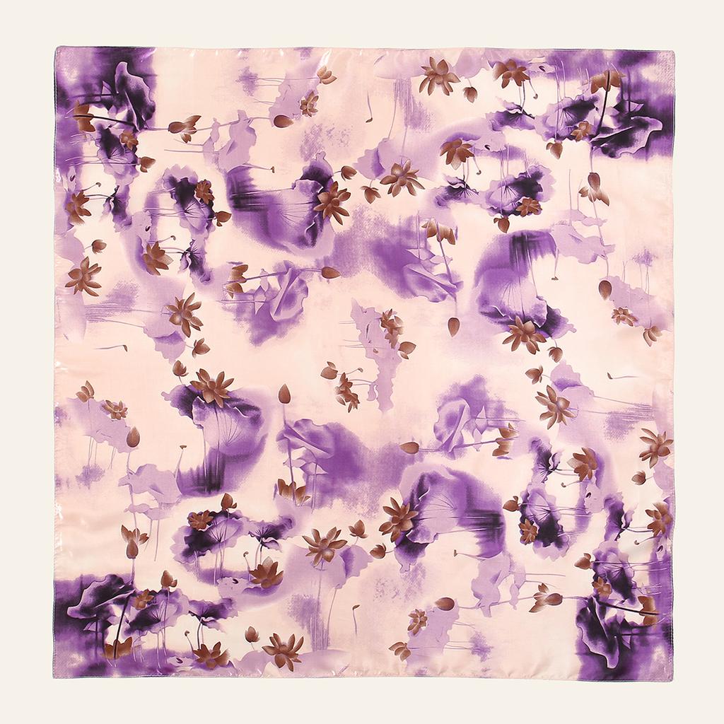 New Satin Silk Printed 90 Square Scarf Headband Kerchief Woman Muslim Hijab Shawls Lady Summer Floral Bandana Islamic Turban