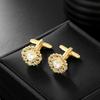 A pair of Copper sleeve studs, simple diamond studded men's and women's cufflinks, retro gold art dot diamond pattern design, accessories