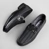Fashion High End Brand Men's Genuine Leather Shoes Trendy Gray Flat Loafers Versatile Men's Business Dress Shoes Big Size: 36-47
