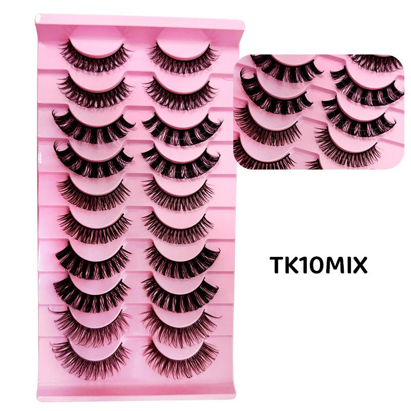 

10 Pairs of False Eyelash Factory DD Curled Eyelashes Curled Eyelashes