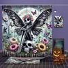Hallowmas Totenkopf Blume Schmetterling Duschvorhang Badezimmer Duschvorhang Wasserdicht Mit 12 Haken Fische Heim Deko Kostenloser Versand