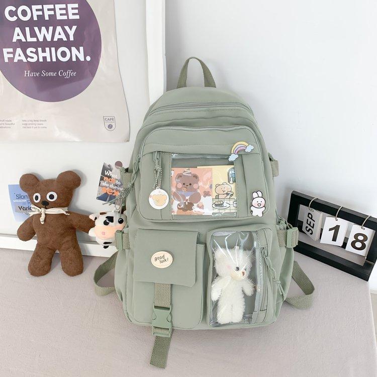 Schoolbag1011 New Versatile Canvas Backpack Men's Large Capacity Junior High School Student School Bag Women's Leisure Travel Backpack