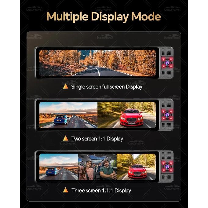 11.26" 3 Cameras 4K GPS WIFI Dash Camera Mirror Dual Lens IPS Screen Car Camera Drive Recorder Stream RearView Mirror Car Dvr
