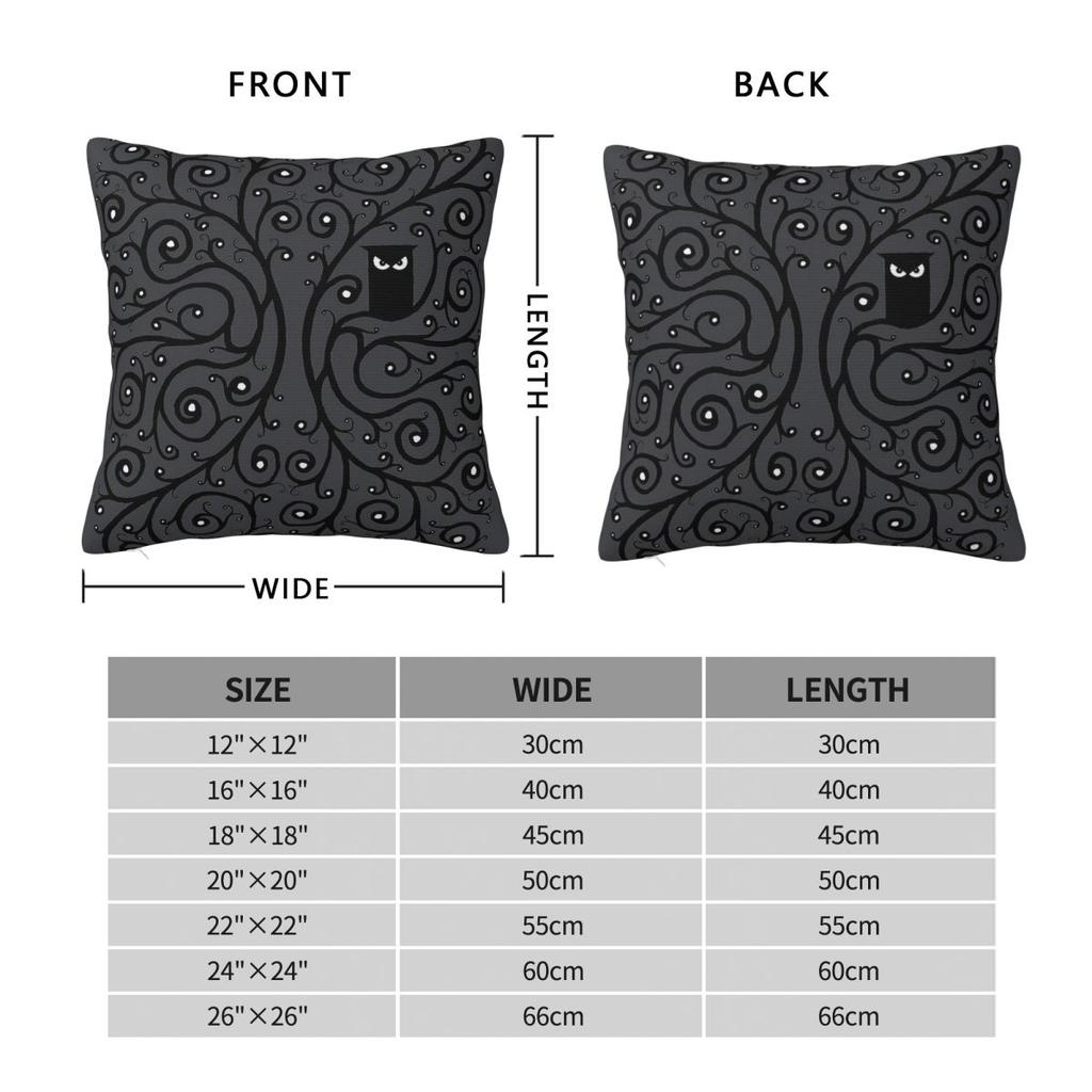 The Owl Watching Dark Night Square Pillowcase Polyester Linen Velvet Printed Zip Decor Pillow Case Room Cushion Cover