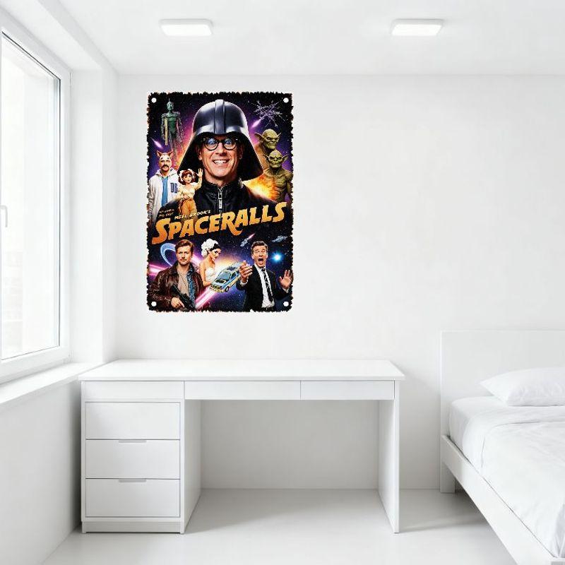 Vintage 'Meet Brooks’ Spaceralls' Science Fiction Filmaffisch Sliten Retro Plåtskylt för Hembar Man Cave Dekoration