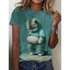 Summer Fashion Women's  T Shirt  kawaii Animal Stylish Printed Casual Short Sleeve Crew Neck Tees Round Neck Regular Tops