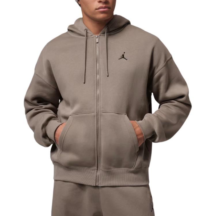 Jordan Brooklyn Fleece Solid Color Zip-Up Hoodie Long Sleeve Loose Sweatshirt Men hoodies IB7231-040 XXL