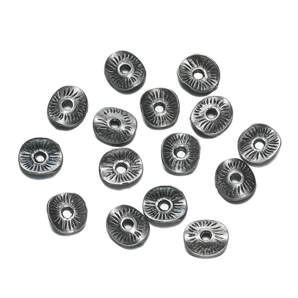 50pcs 7.5x8.5mm Round Curved Brushed Disks Spacer Beads for Bracelet Necklace Jewelry Making Accessories Supplies