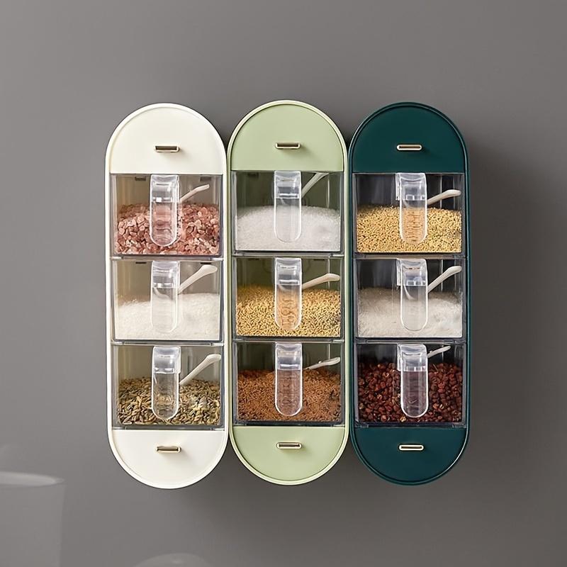 Combination Seasoning Box Five Partition Wall Mounted Spice Box Household No Punching Kitchen Seasoning Box