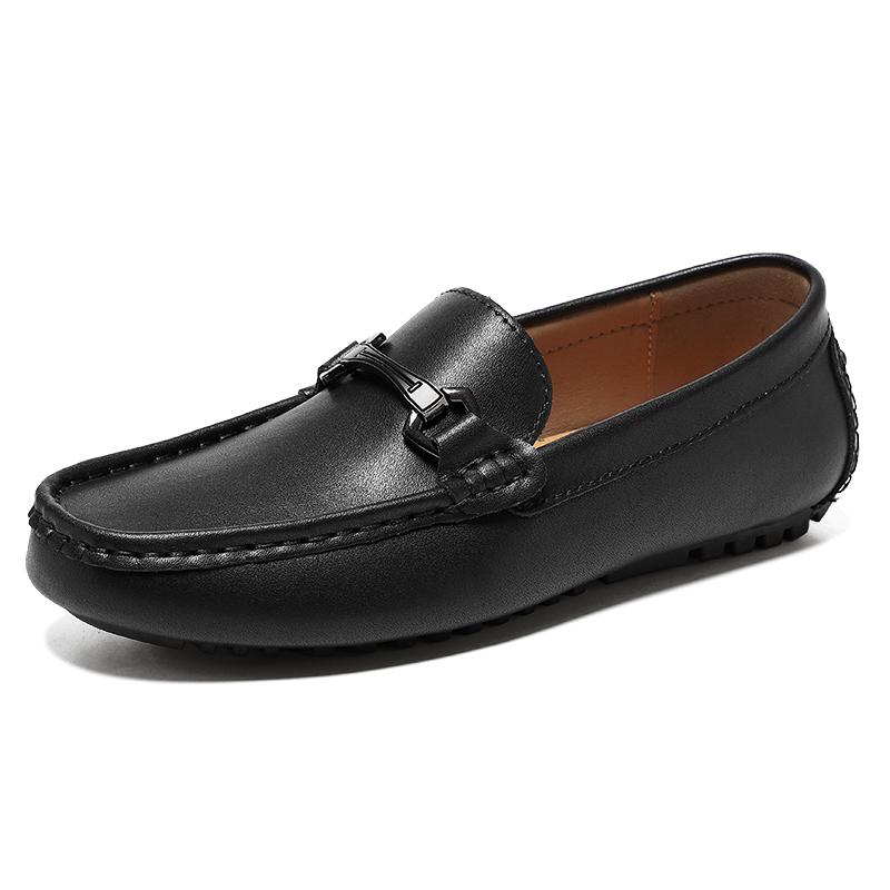 Men's Soft Sole Leather Moccasins Breathable Cowhide Loafers with Flexible Ergonomic Design & Non-Slip Outsole for Daily Comfort
