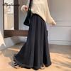 Autumn Winter Women Maxi Long Tassel Knitted Skirt Beige Red Dark Gray Black Knitting Warm Skirt Elegant Fashion Pleated Skirt