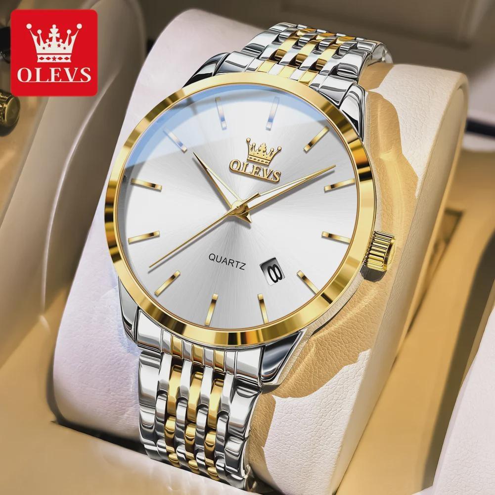 

OLEVS Watches Man Original Casual Fashion Sports Quartz Watch Waterproof Luminous Automatic Date Mens Watch Gift золотий/білий