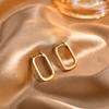 Women Trendy Gold Plated Copper Cubic Zirconia Row Huggies, Chic Rectangle Geometric CZ Stone Hoop Earrings