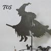 Spooky Patio Ornament Garden Witch Wind Spinner, Halloween Yard Art Metal Outdoor Fall Decorations Stake, Flying Spinner for Lawn Pathway Decoration